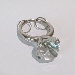Elegant And Fun Large Crystal Glass "Diamond" Ring Key Ring
